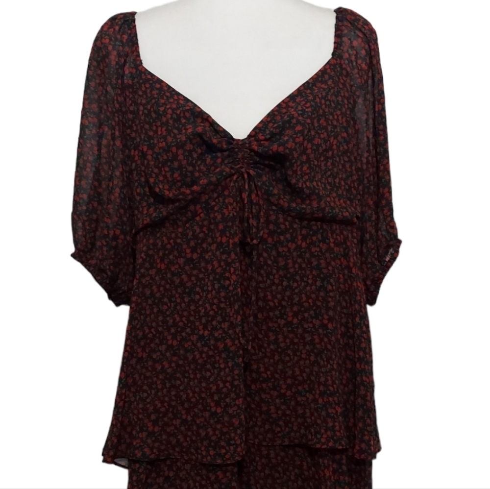 🌴FINAL SALE Sugar Lips 💋 Red Rose Tunic Blouse 1X - Picture 6 of 11